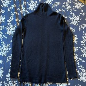 Tory Burch navy blue ribbed wool sweater